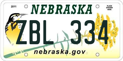 NE license plate ZBL334