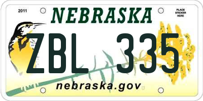 NE license plate ZBL335