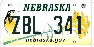 NE license plate ZBL341