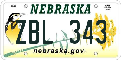 NE license plate ZBL343