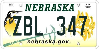 NE license plate ZBL347
