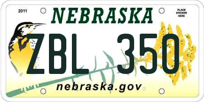 NE license plate ZBL350