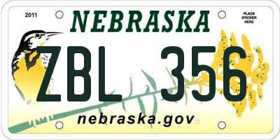 NE license plate ZBL356