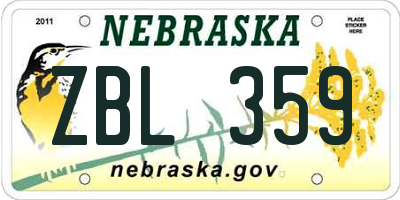 NE license plate ZBL359