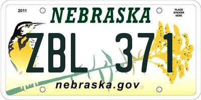 NE license plate ZBL371