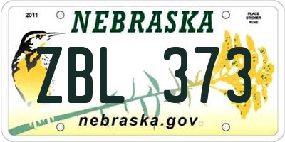 NE license plate ZBL373