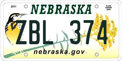 NE license plate ZBL374