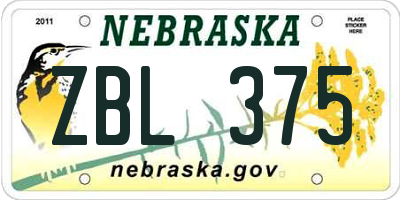 NE license plate ZBL375