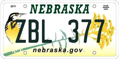 NE license plate ZBL377