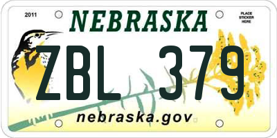 NE license plate ZBL379