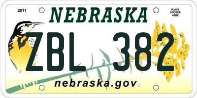 NE license plate ZBL382