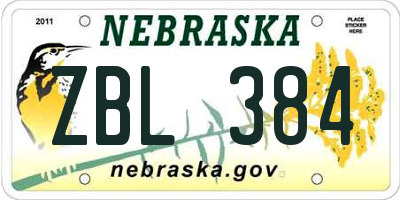 NE license plate ZBL384