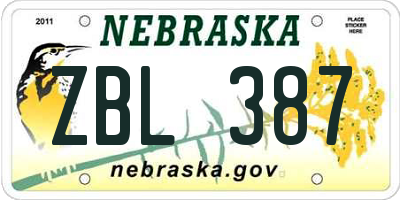 NE license plate ZBL387