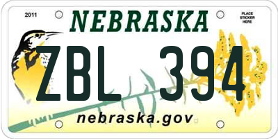 NE license plate ZBL394