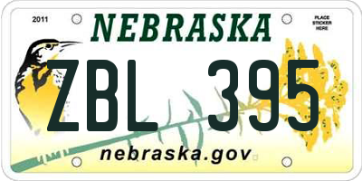 NE license plate ZBL395