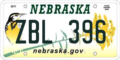 NE license plate ZBL396