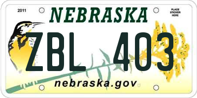 NE license plate ZBL403