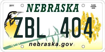 NE license plate ZBL404