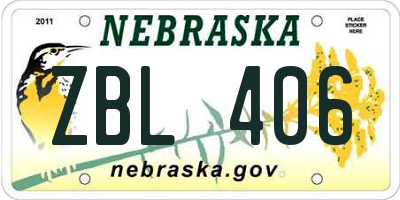 NE license plate ZBL406