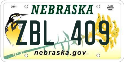NE license plate ZBL409