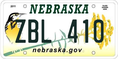 NE license plate ZBL410