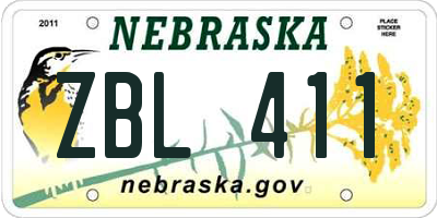 NE license plate ZBL411