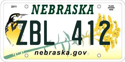 NE license plate ZBL412