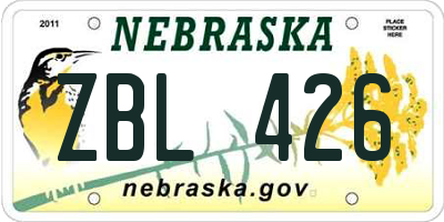 NE license plate ZBL426
