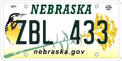 NE license plate ZBL433