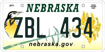 NE license plate ZBL434