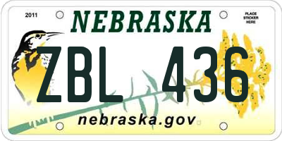 NE license plate ZBL436