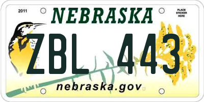 NE license plate ZBL443