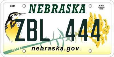 NE license plate ZBL444