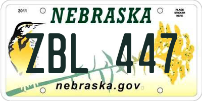 NE license plate ZBL447