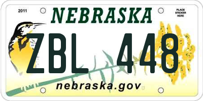 NE license plate ZBL448