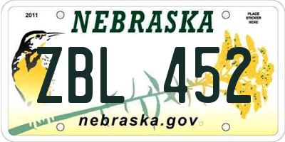 NE license plate ZBL452