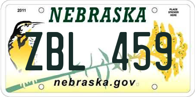NE license plate ZBL459