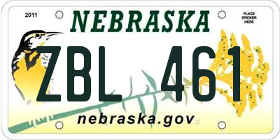 NE license plate ZBL461
