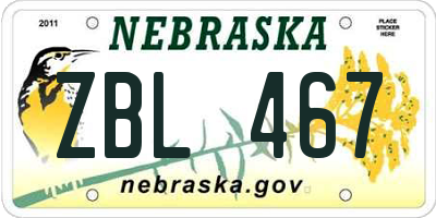 NE license plate ZBL467