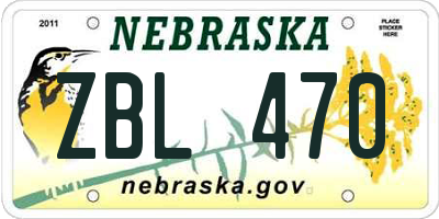NE license plate ZBL470