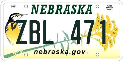 NE license plate ZBL471