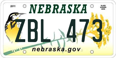NE license plate ZBL473
