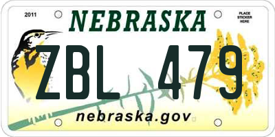 NE license plate ZBL479