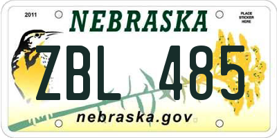 NE license plate ZBL485