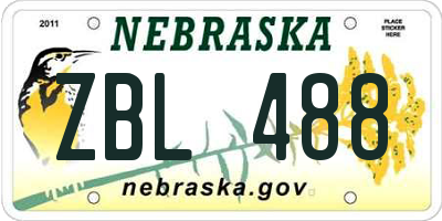 NE license plate ZBL488