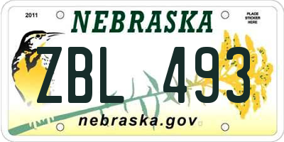 NE license plate ZBL493