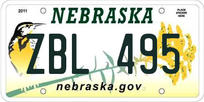 NE license plate ZBL495