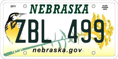 NE license plate ZBL499