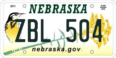 NE license plate ZBL504