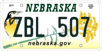 NE license plate ZBL507